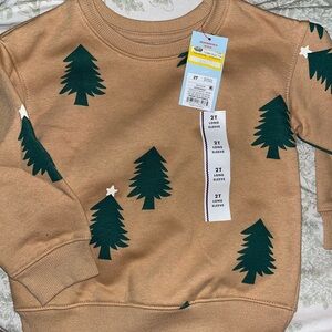 Holiday Toddler Bundle Sweatshirt with Green Tree Pattern and Flannel PJs